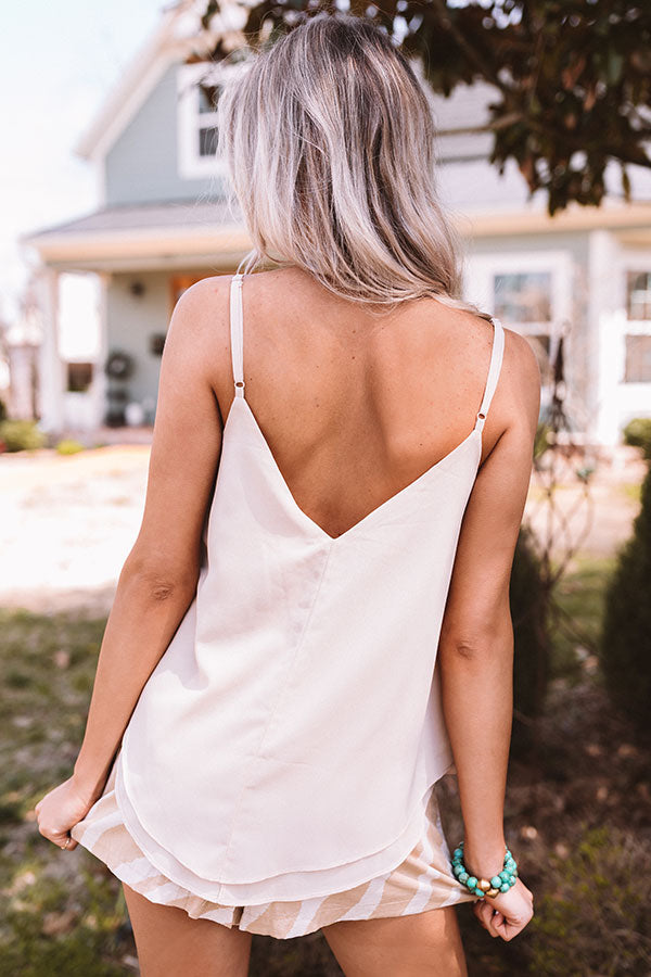 Forgotten Promises Lace Tank In Iced Latte