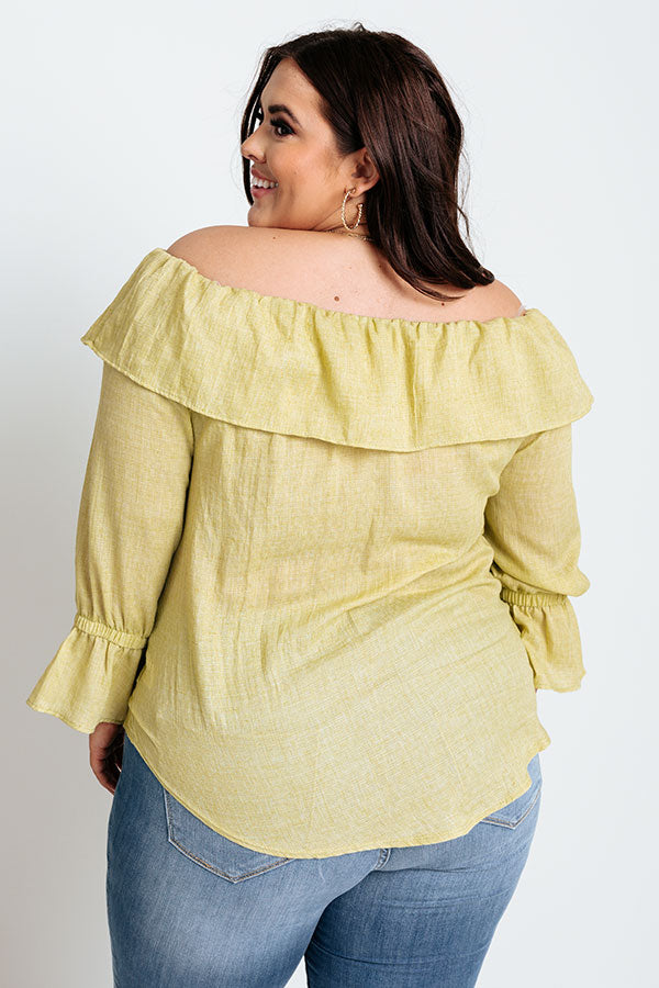 Vacay Honey Off Shoulder Shift Top in Lime Punch Curves