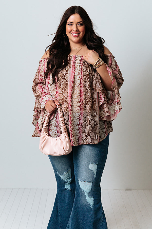 Madly In Love Snake Print Shift Top In Sangria Curves