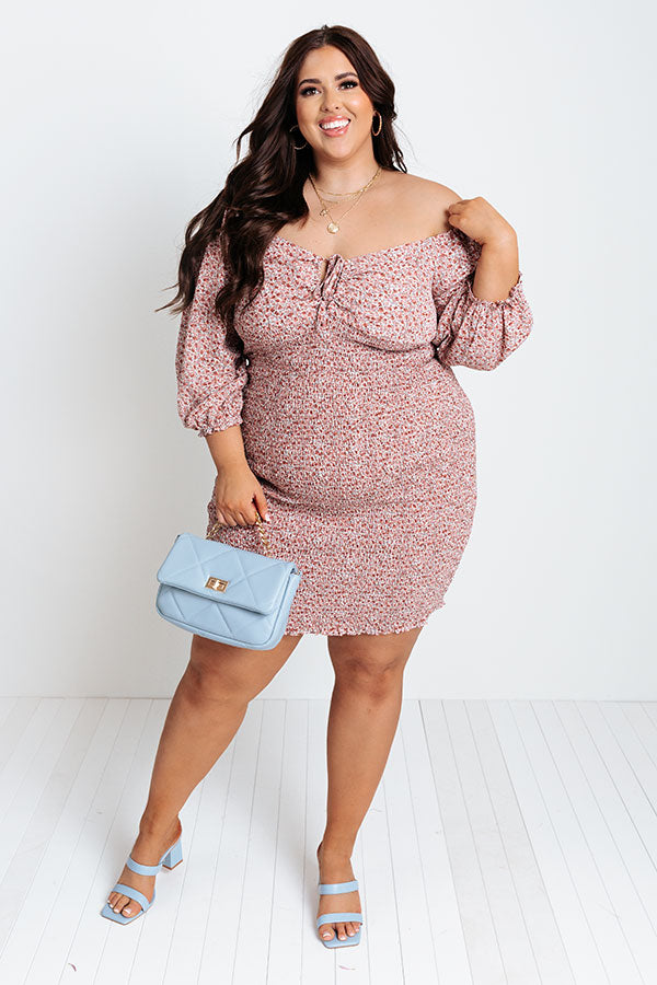 Champagne Drive Floral Smocked Dress in Blush Curves