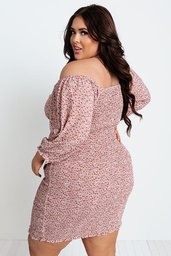 Champagne Drive Floral Smocked Dress in Blush Curves