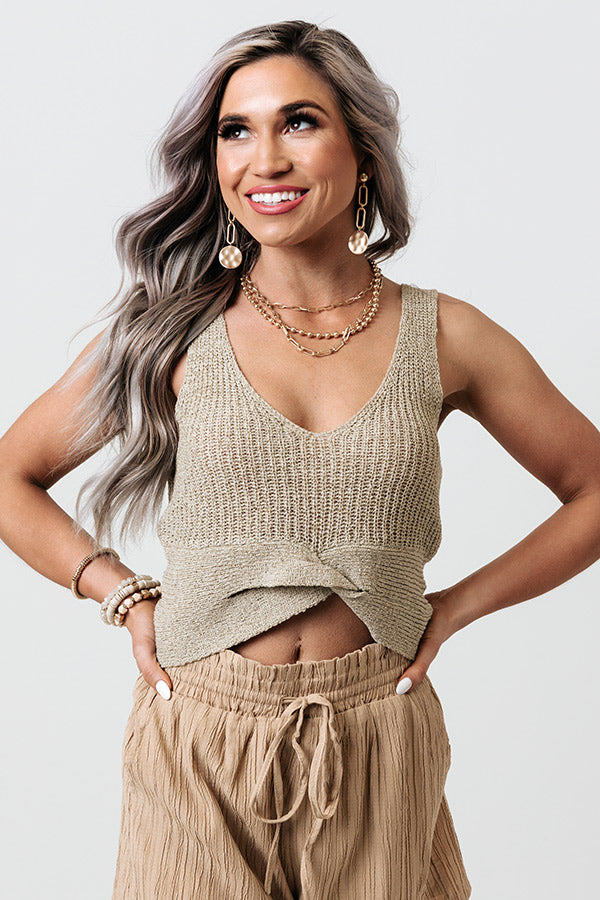 Forever Luxe Knit Crop Tank In Light Sage