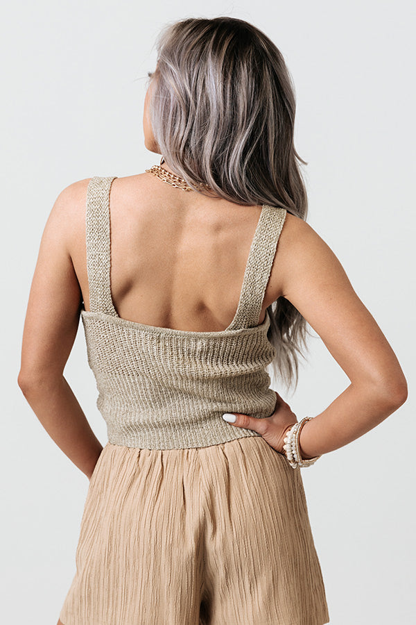 Forever Luxe Knit Crop Tank In Light Sage