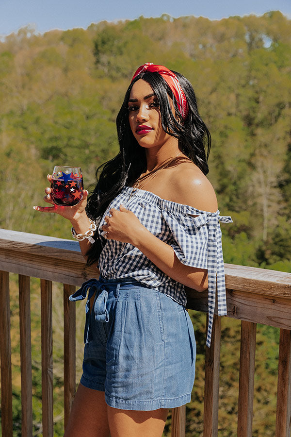 Passport Stamps Gingham Top