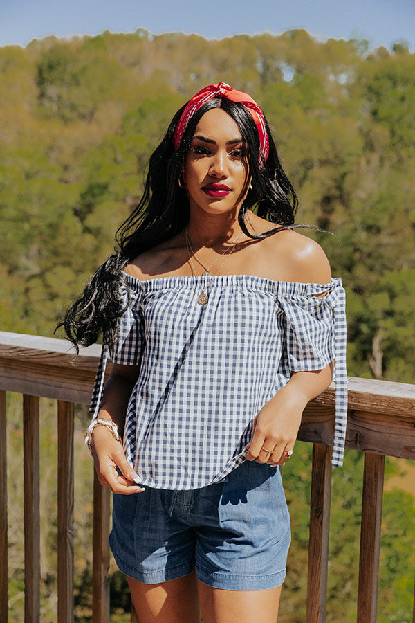 Passport Stamps Gingham Top