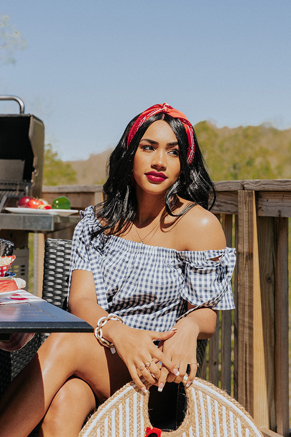 Passport Stamps Gingham Top