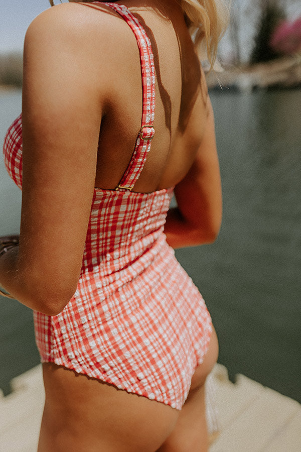 Lake Days Seersucker One Piece Swimsuit