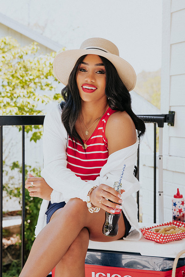 Sweeter In Stripes Shift Tank In Red