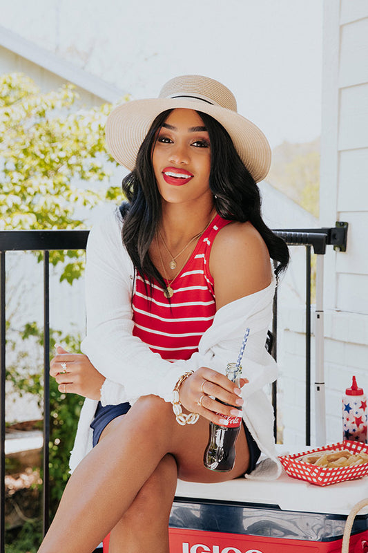 Sweeter In Stripes Shift Tank In Red