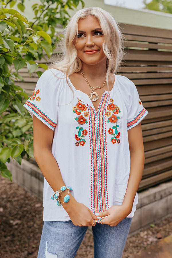 Pulled To Paradise Embroidered Top in Hot Pink