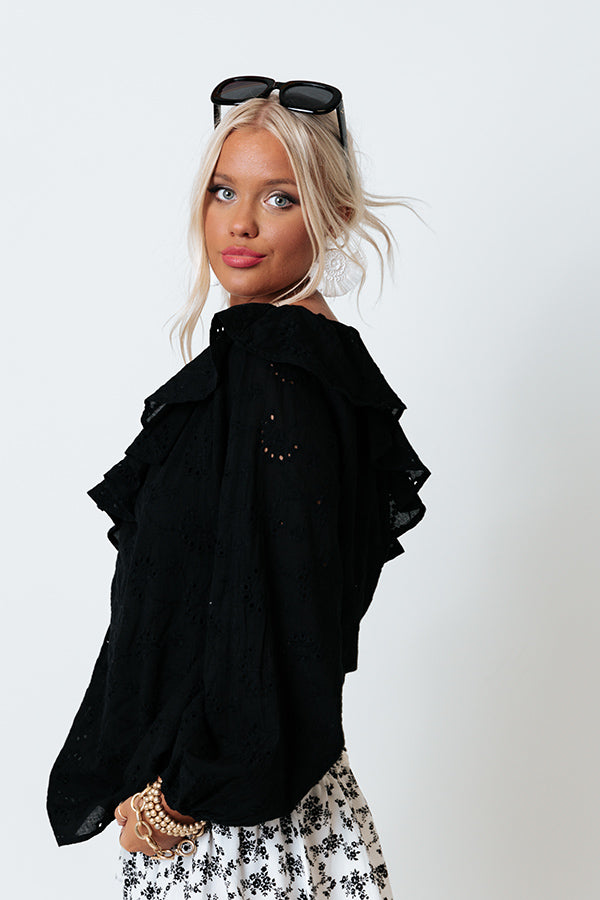 Serving Up Sangria Eyelet Top In Black
