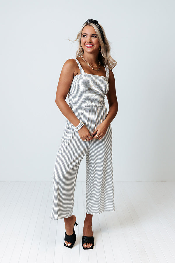 Out Of Line Smocked Jumpsuit In White