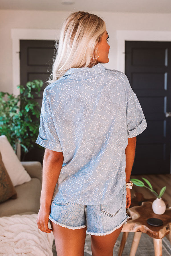 Soho Endeavors Paisley Top In Sky Blue