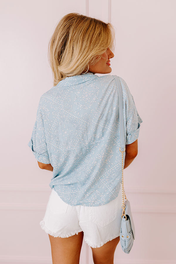 Soho Endeavors Paisley Top In Sky Blue