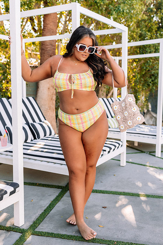 Siren Bikini Bottoms in Pretty Plaid Curves
