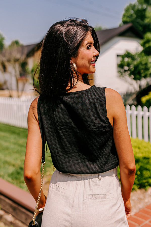 Windswept Wonderful Waffle Knit Bodysuit In Black