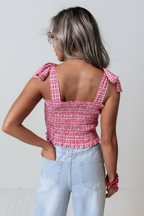 Pep Rally Smocked Top In Pink