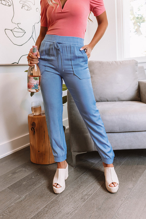 Broadcasting Live High Waist Joggers In Blue