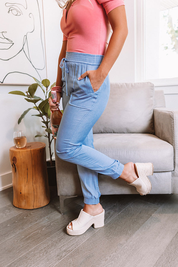 Broadcasting Live High Waist Joggers In Blue