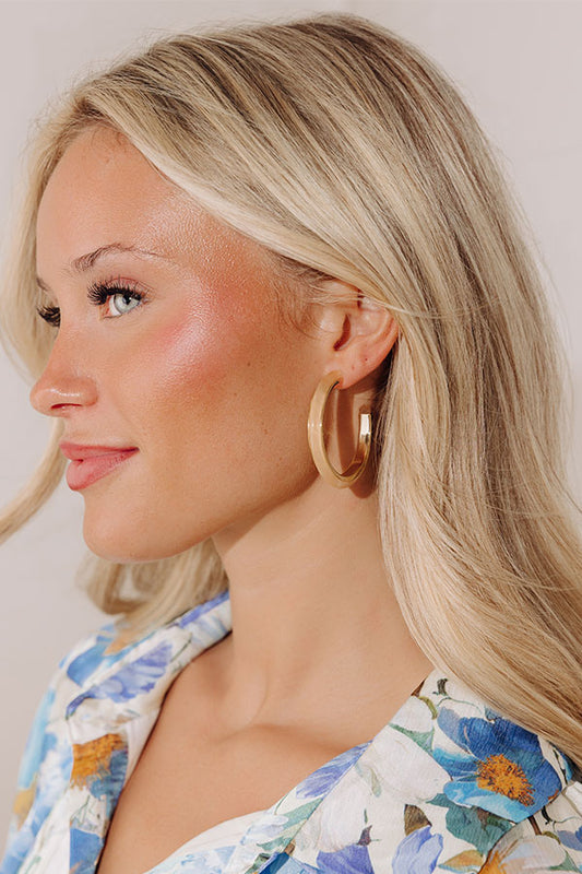 Take A Walk Hoop Earrings In Champagne