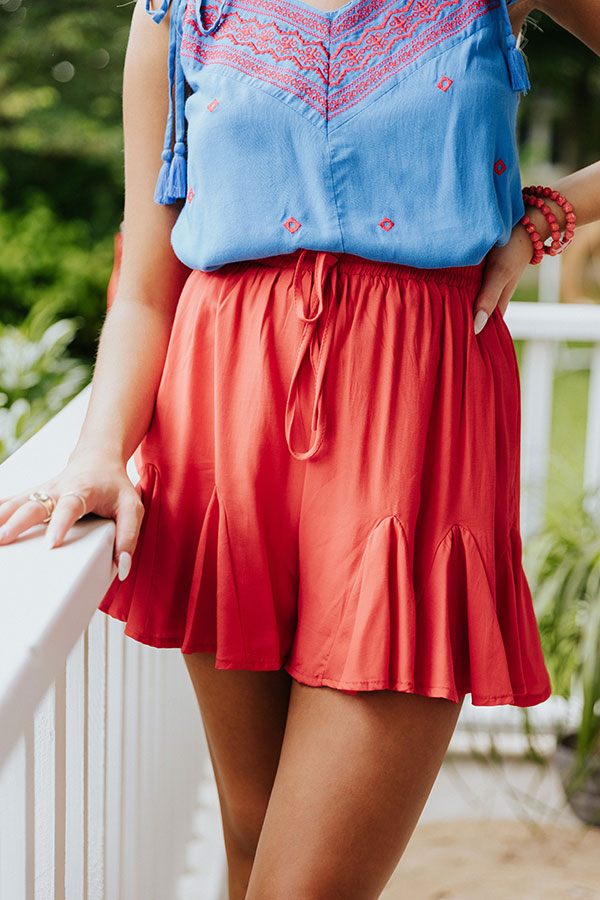 Dance And Romance Shorts In Red