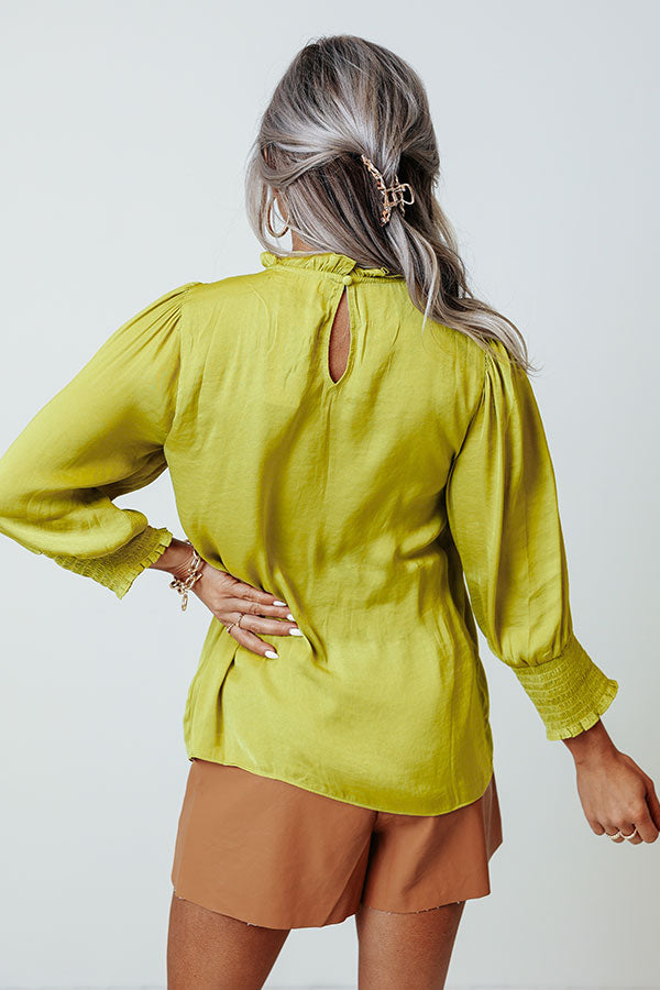 Better In Brooklyn Satin Shift Top In Lime Punch