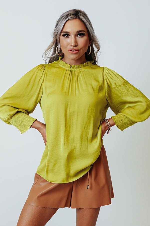 Better In Brooklyn Satin Shift Top In Lime Punch