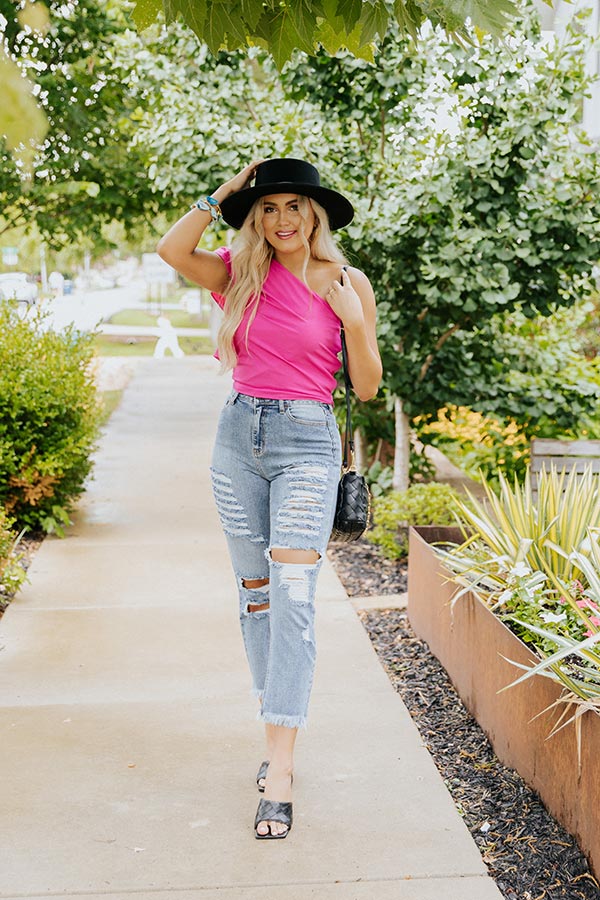 Renowned Love Shift Top In Fuchsia