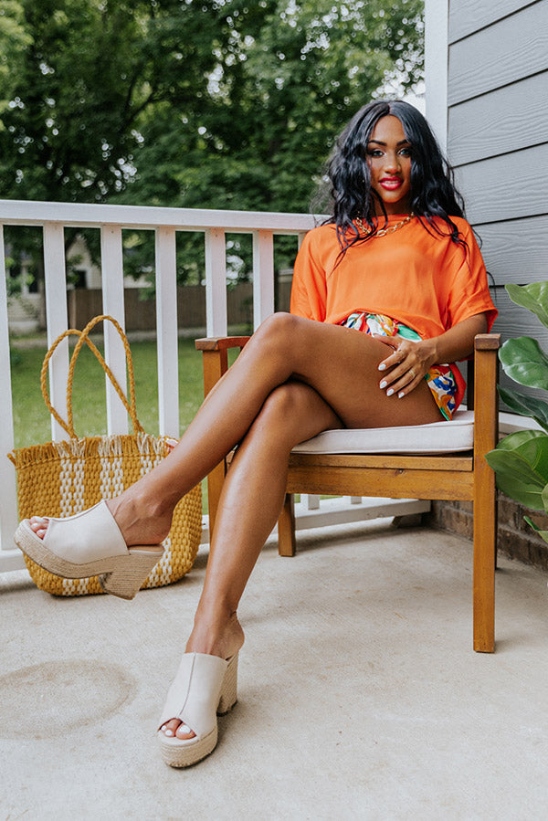 Champagne Craving Satin Shift Top In Tangerine