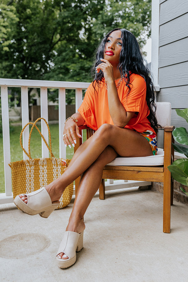 Champagne Craving Satin Shift Top In Tangerine
