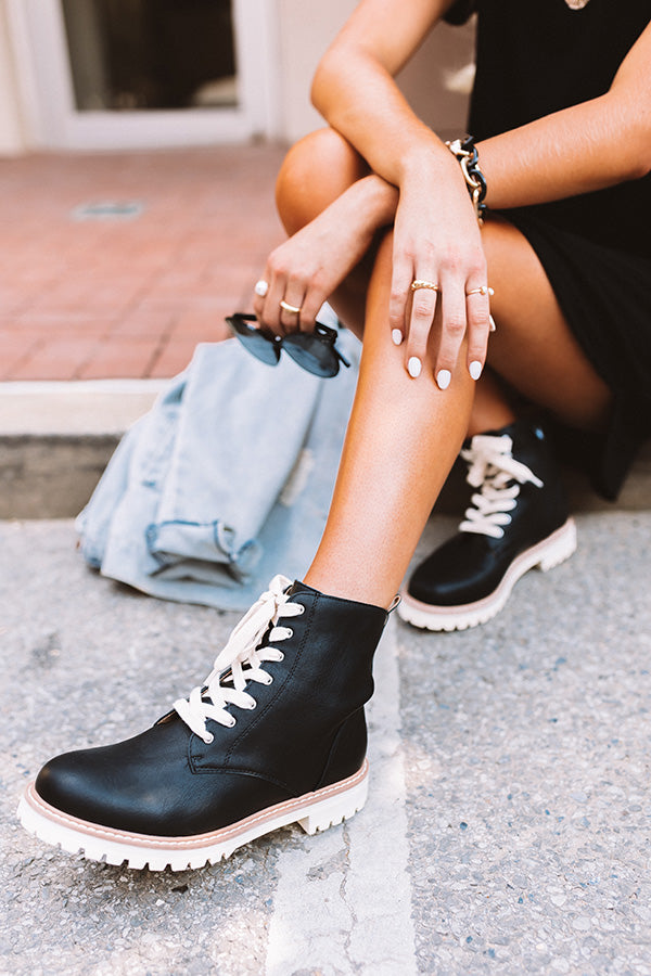 The Sibina Faux Leather Boot In Black
