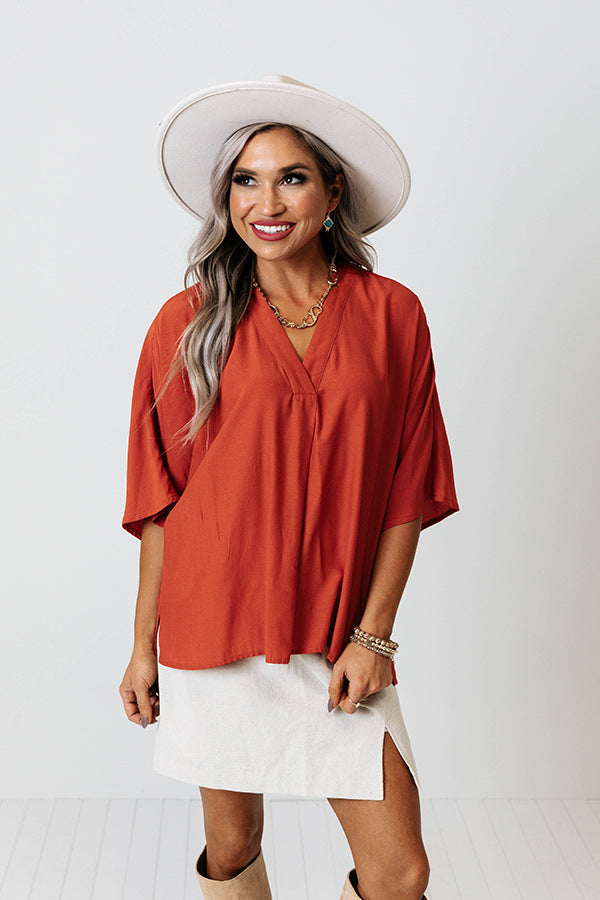 Stay And Chat Shift Top in Rust