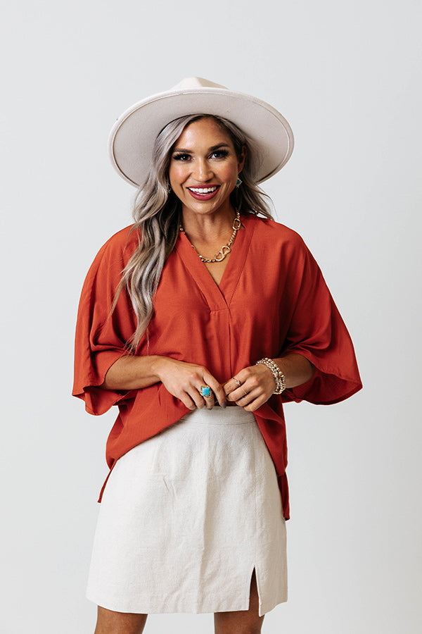 Stay And Chat Shift Top in Rust
