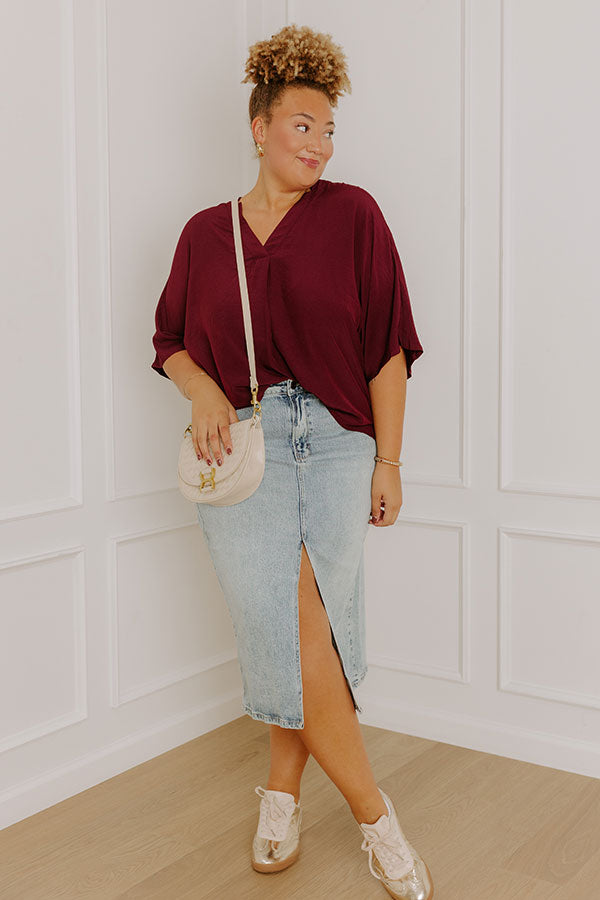 Stay And Chat Shift Top in Maroon Curves