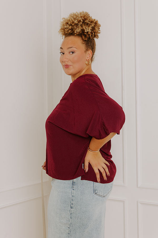 Stay And Chat Shift Top in Maroon Curves