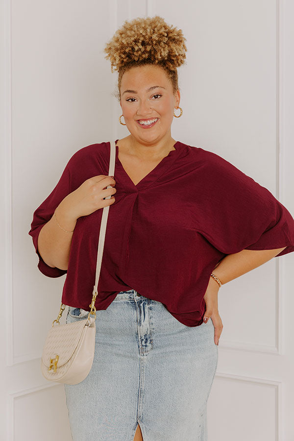 Stay And Chat Shift Top in Maroon Curves