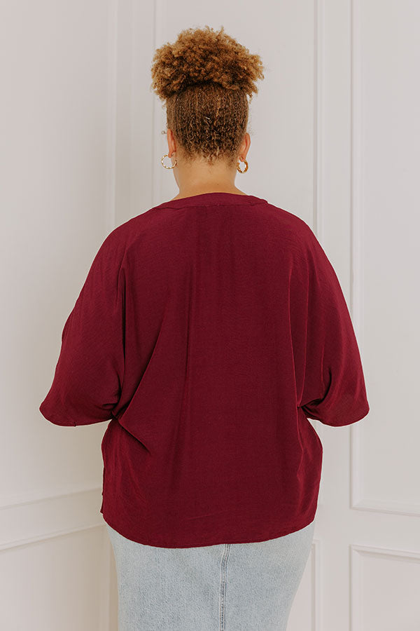 Stay And Chat Shift Top in Maroon Curves