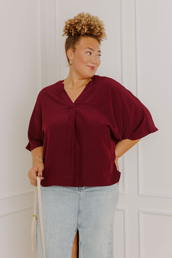 Stay And Chat Shift Top in Maroon Curves
