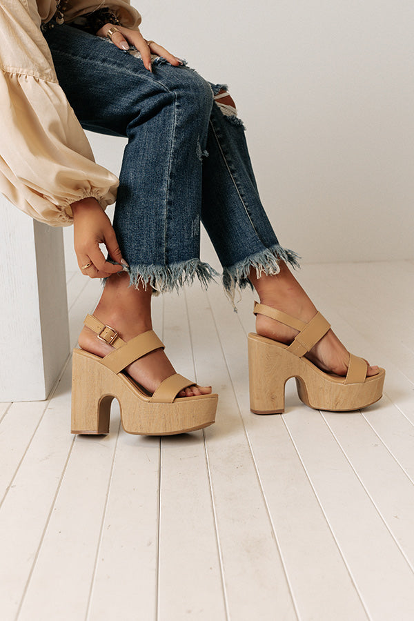 The Keats Faux Leather Platform Heel In Beige