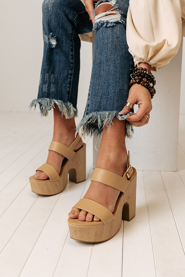 The Keats Faux Leather Platform Heel In Beige