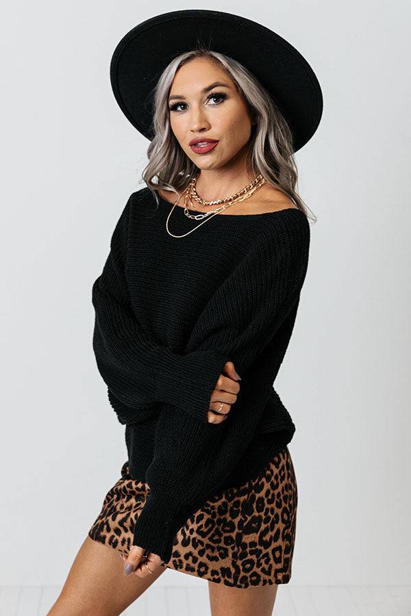 Reach For The Moon Knit Sweater In Black