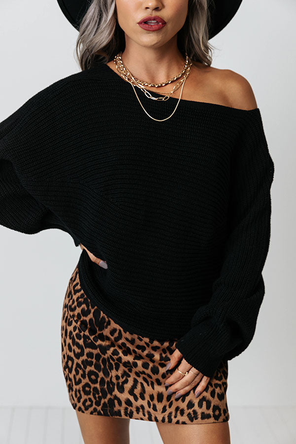 Reach For The Moon Knit Sweater In Black