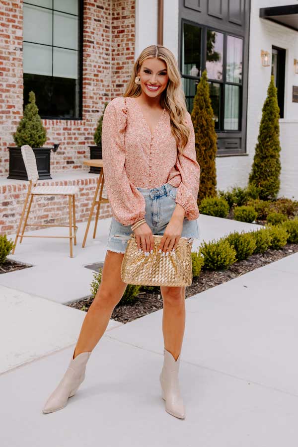 Flirting For Fun Shift Top In Peach