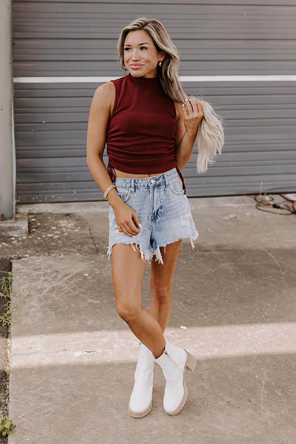 Have A Ball Ruched Side Top In Merlot