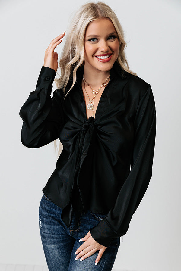Nashville Lights Front Tie Top In Black