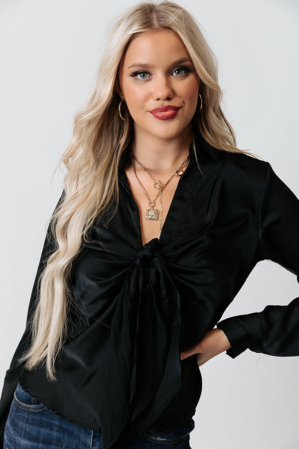 Nashville Lights Front Tie Top In Black