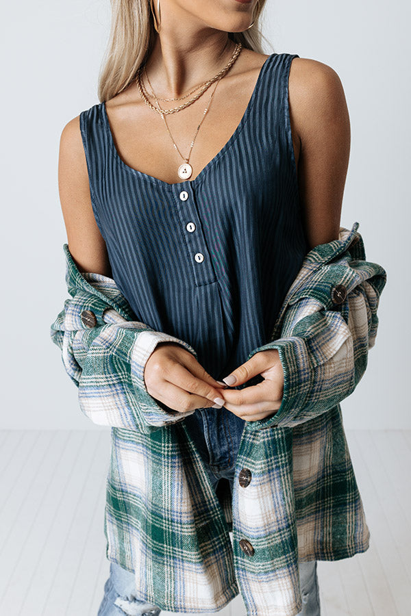 New To Love Satin Top In Navy