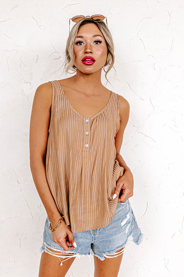 New To Love Satin Top In Tan