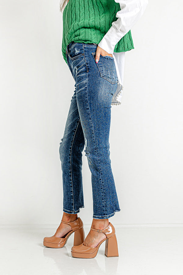 Risen The Hartlen High Waist Distressed Jean in Dark Wash