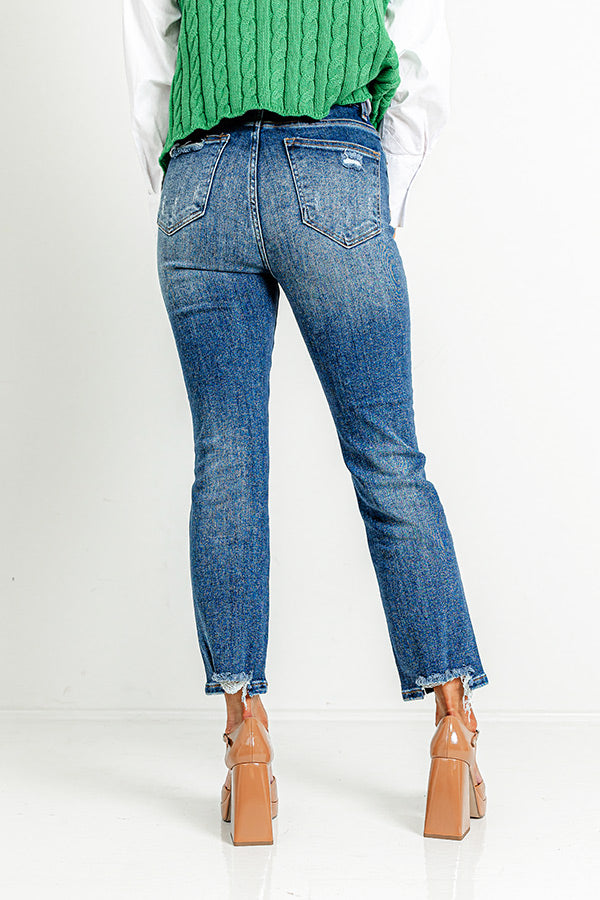 Risen The Hartlen High Waist Distressed Jean in Dark Wash